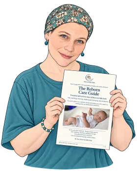 Illustration of Aya holding The Reborn Care Guide