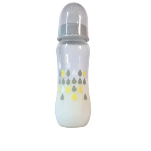 Tall Reborn Fake Formula Bottle • Grey Yellow Raindrop Decor, No-Spill