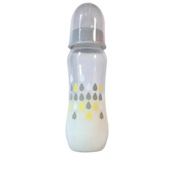 Tall Reborn Fake Formula Bottle • Grey Yellow Raindrop Decor, No-Spill